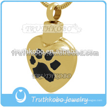 Dog Paw prints Urn Pendants Gold Plated jewelry cremation ashes pendant